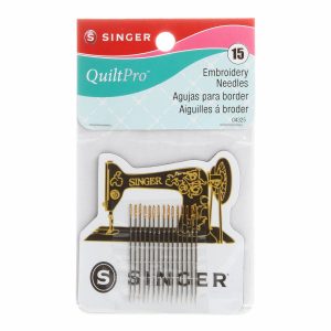 Singer Gold Eye Embroidery Needles 15pc